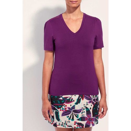 Vêtements Femme T-shirts Zip manches courtes La Fiancee Du Mekong Tee shirt dentelle Ecovero FLORES Violet