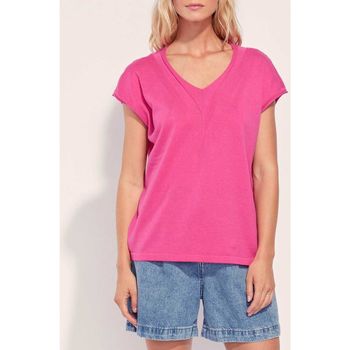 Vêtements Femme T-shirts manches longues Chemisier Fluide Imprimé Febykong Tee shirt oversize coton SUMATRA Rose