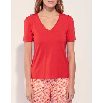 Vêtements Femme T-shirts manches courtes La Fiancee Du Mekong Tee shirt dentelle Ecovero FLORES Rouge aurora