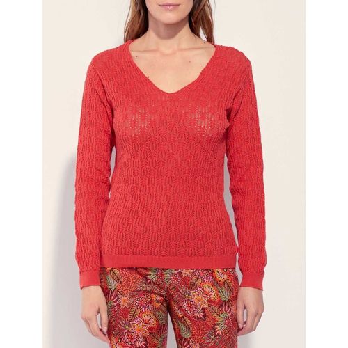 Vêtements Femme Pulls The home deco fakong Pull maille ajouré col V BARITOLE Rouge
