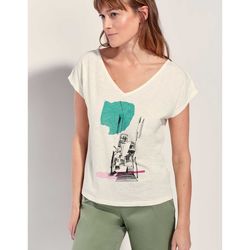 Vêtements Femme T-shirts manches courtes Robe Coton Bio Imprimée Miranda Tee shirt coton flammé bio BACACIANE Blanc