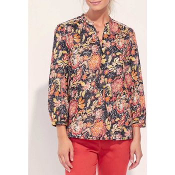 Vêtements Femme Tops / Blouses martine rose track jacket Blouse imprimée coton bio col tunisien RENATA Noir