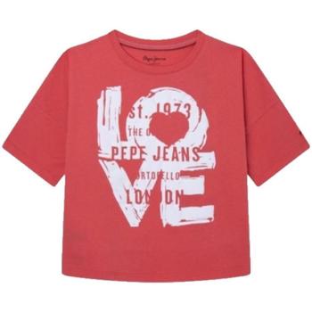 Vêtements Fille T-shirts manches courtes Pepe JEANS Motorcycle  Rouge