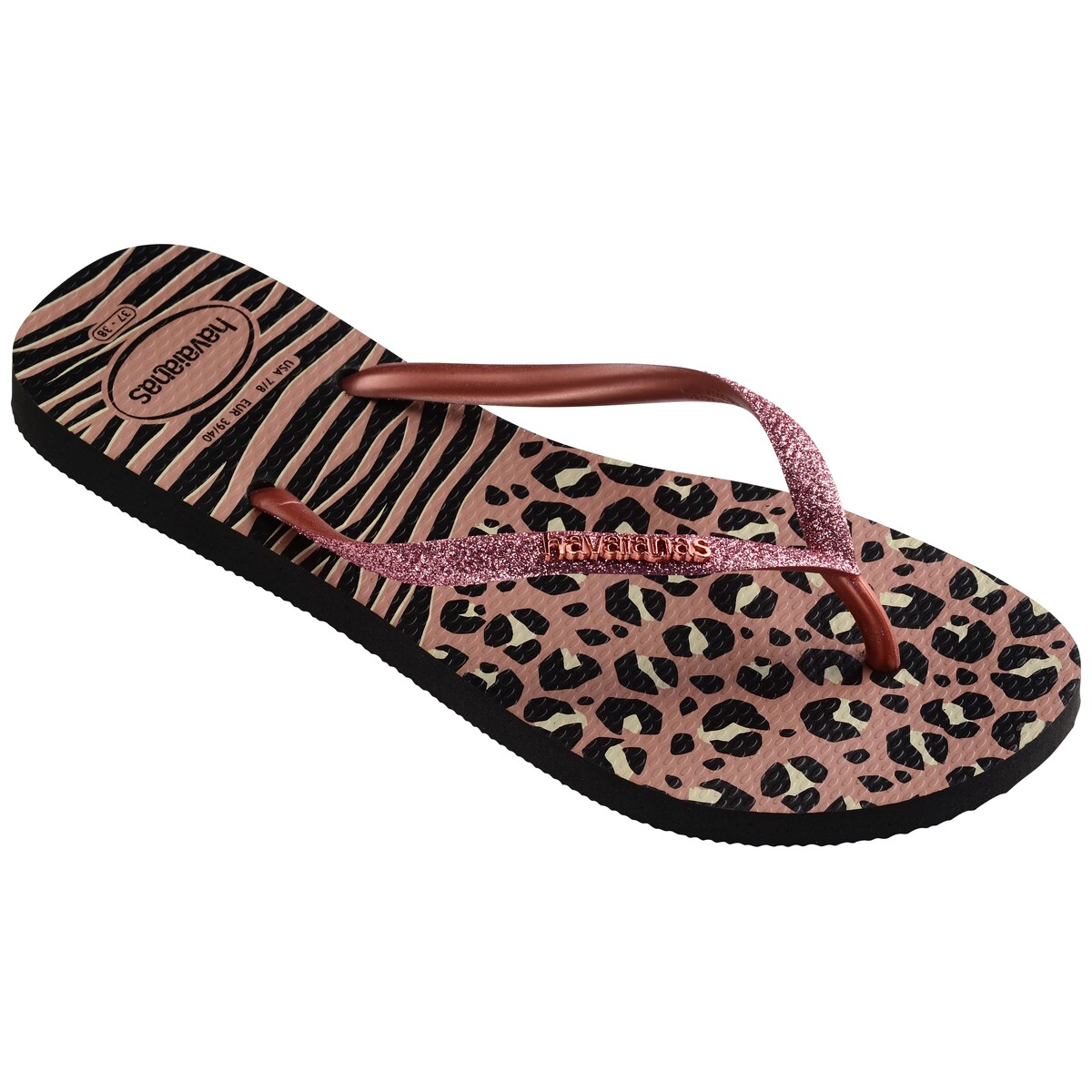 Chaussures Femme Tongs Havaianas SLIM ANIMALS MIX Black / Gold