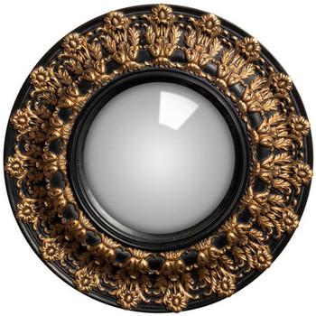 Maison & Déco Miroirs Chehoma Miroir convexe noir décor doré 33cm Noir et doré