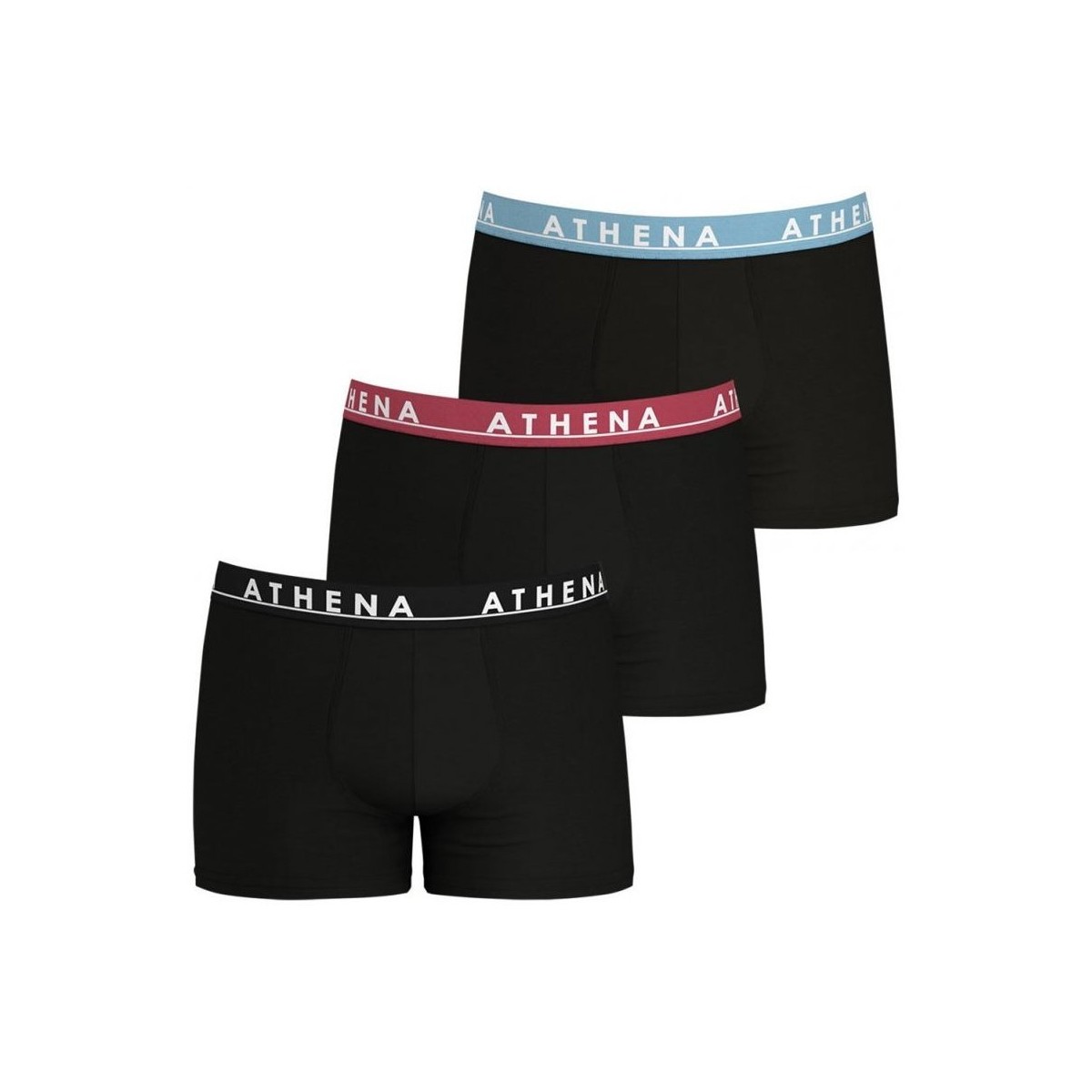 Sous-vêtements Homme Boxers Athena Lot de 3 Boxers Homme Coton EASY COLOR Noir Noir