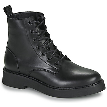 Chaussures Femme Boots fit Tommy Jeans TJW LACE UP FLAT BOOT Noir