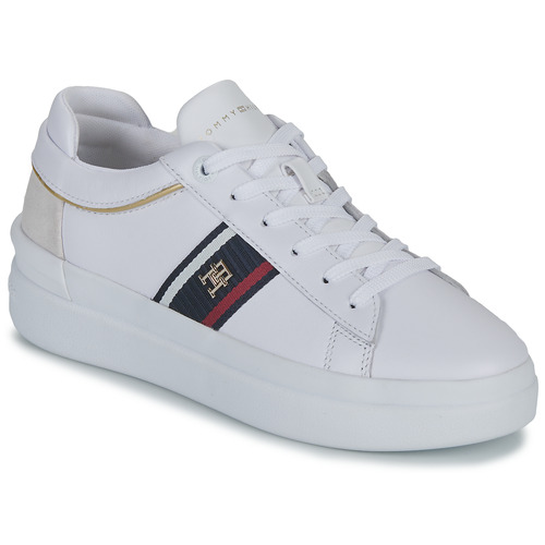 Chaussures Femme Baskets basses Tommy Hilfiger CORP WEBBING COURT SNEAKER Blanc / Marine / Rouge