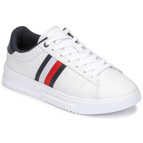 Chaussures Homme Baskets basses Swimming Tommy Hilfiger SUPERCUP LEATHER Blanc / Marine / Rouge