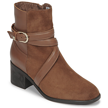 Chaussures Femme Bottines Tommy Coffret Hilfiger ELEVATED ESSENTIAL MIDHEEL BOOT Camel