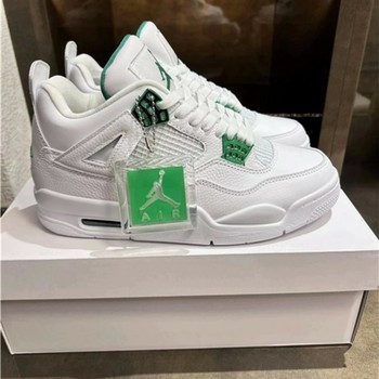 Chaussures Homme Basketball Air Jordan Air Jordan 4 Retro Green Metallic Men Blanc