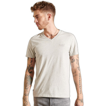 Vêtements Homme T-shirts & Polos Superdry T-shirt à col V en coton bio  Vintage Logo gris glacier chiné