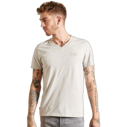 Vêtements Homme T-shirts manches courtes Superdry T-shirt à col V en coton bio  Vintage Logo Gris
