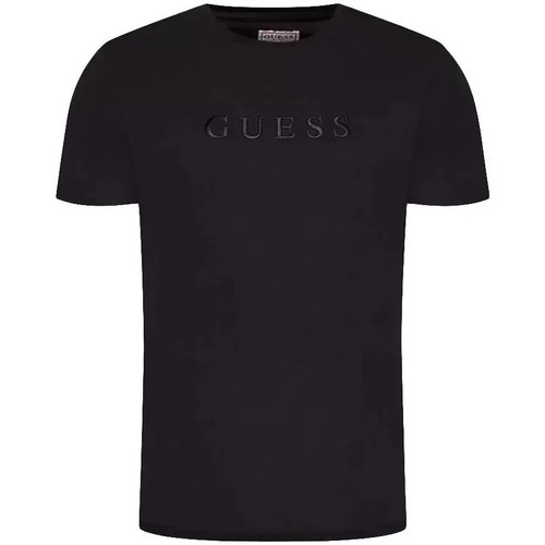 Vêtements Homme T-shirts manches courtes Guess Classic logo relief Noir