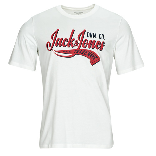 Vêtements Homme Long Sleeve Muscle Fit Satin Shirt Jack & Jones JJELOGO TEE SS O-NECK 2 COL AW23 SN Blanc