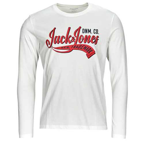 Vêtements Homme T-shirts sul manches longues Jack & Jones JJELOGO TEE LS O-NECK 2 COL AW23 SN Blanc