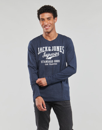 Vêtements Homme T-shirts manches longues Jack & Jones JJLOGO TEE LS O-NECK 1 COL MEL Marine