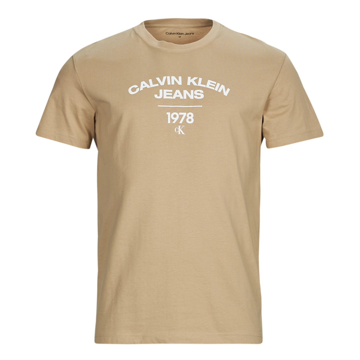 Vêtements Homme T-shirts manches courtes Tennis Calvin Klein Jeans VARSITY CURVE LOGO T-SHIRT Beige