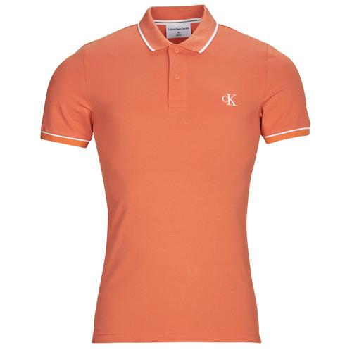 Vêtements Homme Polos manches courtes Black tights and socks CALVIN KLEIN TIPPING SLIM POLO Orange