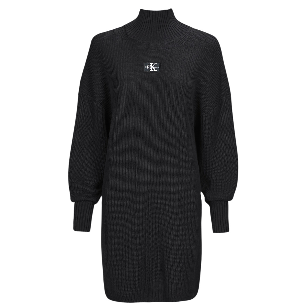 Vêtements Femme Robes courtes T-shirts Calvin Klein Jeans WOVEN LABEL LOOSE SWEATER DRESS Noir