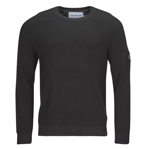 Vêtements Homme Pulls Calvin Klein Jeans Felpa offwhite nero BADGE EASY SWEATER Noir