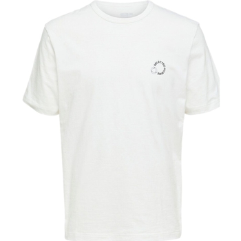 Vêtements Homme Slhslim-new miles 175 flex Selected Logo Print T-Shirt - Cloud Dancer Blanc