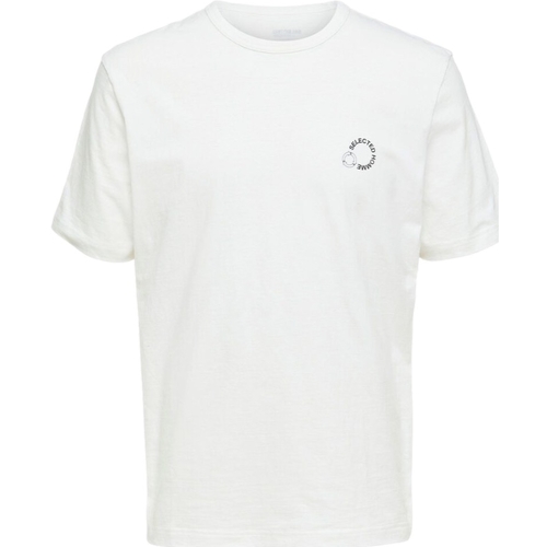 Vêtements Homme Slhslim-new miles 175 flex Selected Logo Print T-Shirt - Cloud Dancer Blanc