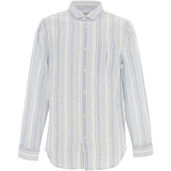 Vêtements Homme Chemises manches longues Guess P2127 Ls collins slub stripe shirt Bleu