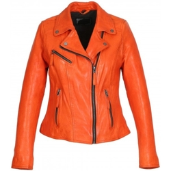Vêtements Femme Blousons Oakwood Blouson en cuir femme  Ref 53700 Clips 6 Corail Orange