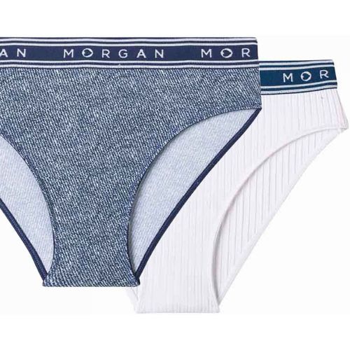 Sous-vêtements Fille Culottes & slips Morgan Lot de 2 slips jean/blanc Jess Bleu