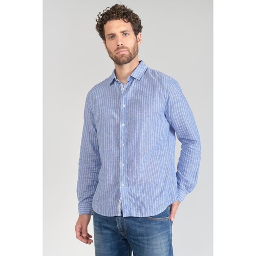 Vêtements Homme Chemises manches longues Chemise Juanito En Jeans Noirises Chemise bolko en lin mélangé bleu ciel Bleu