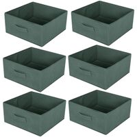Maison & Déco Paniers / boites et corbeilles Toilinux Lot de 6 boites de rangement pliables en tissus avec poignée Vert