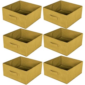 Maison & Déco Paniers / boites et corbeilles Toilinux Lot de 6 boites de rangement pliables en tissus avec poignée Jaune