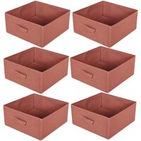Maison & Déco Paniers / boites et corbeilles Toilinux Lot de 6 boites de rangement pliables en tissus avec poignée Rouge