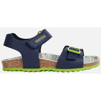 Chaussures Garçon Sandales et Nu-pieds Geox J GHITA BOY bleu marine/citron vert