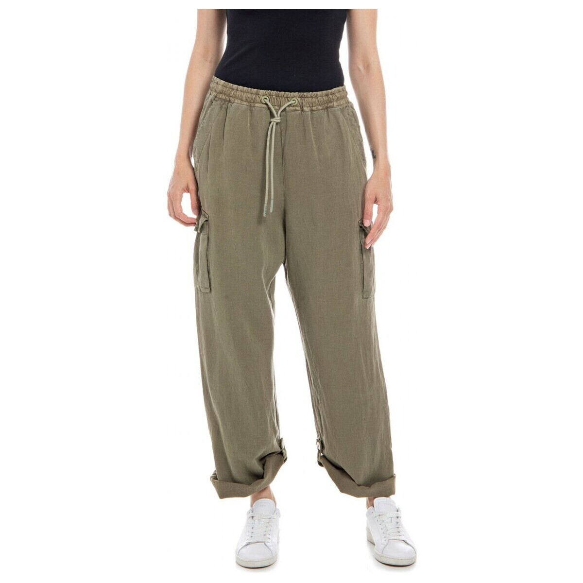 Vêtements Femme Jeans Replay Pantalon avec poches Cargo Comfort Fit Vert