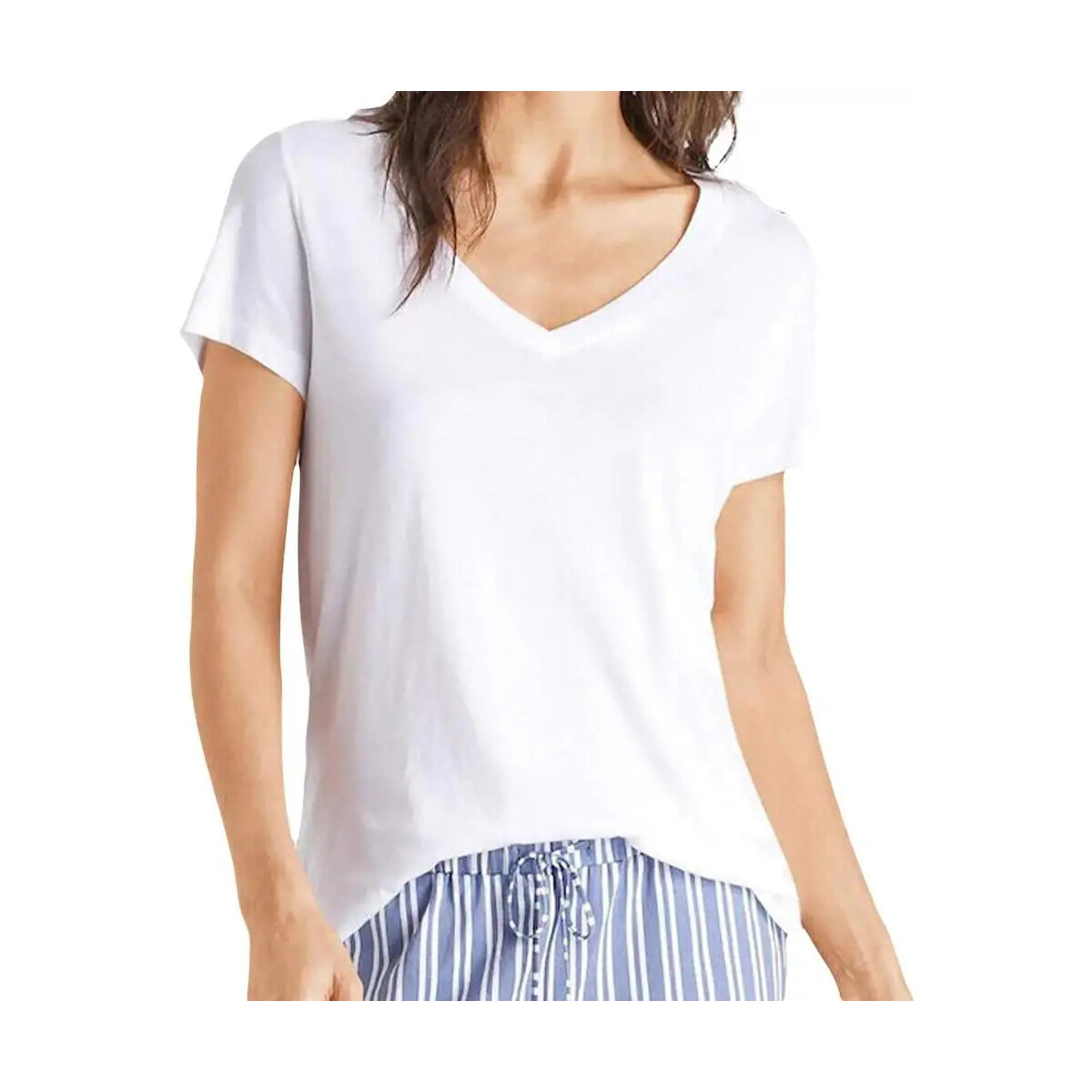Vêtements Femme T-shirts manches courtes Superdry Logo brodé col v Blanc