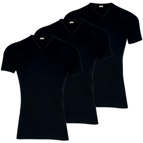 Vêtements Homme glitch-print denim jacket Eminence Lot de 3 Tee-shirt homme col V Les Classiques Noir