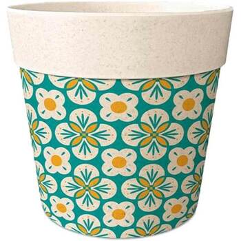 Bottines / Boots Vases / caches pots d'intérieur Sud Trading Mini cache Pot jaune et bleu Bambou 6 cm Beige