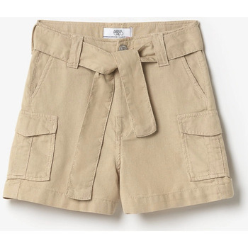 Vêtements Fille Shorts / Bermudas Le Temps des Cerises Short taille haute kally beige sable Blanc