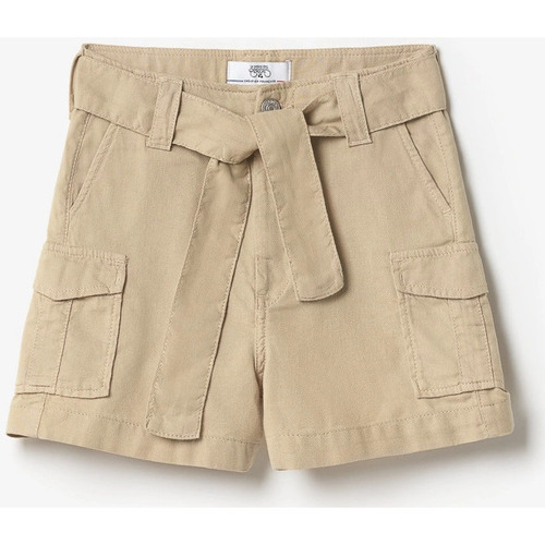 Vêtements Fille Shorts detail / Bermudas Le Temps des Cerises Short taille haute kally beige sable Blanc