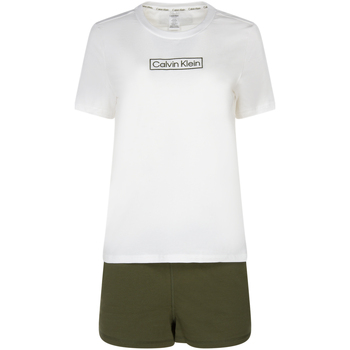Vêtements Homme Pyjamas / Chemises de nuit Calvin Klein Jeans Pyjama Court Blanc et vert kaki