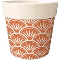 Maison & Déco Vases / caches pots d'intérieur Cadoons Cache pot en bambou beige et orange 15.5 cm Beige