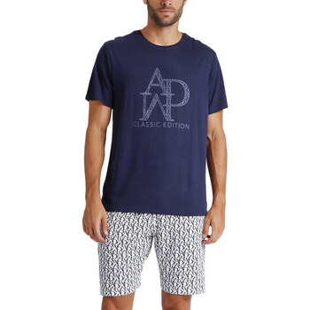 Vêtements Homme Pyjamas / Chemises de nuit Admas Pyjama short t-shirt Logo Soft Bleu Marine