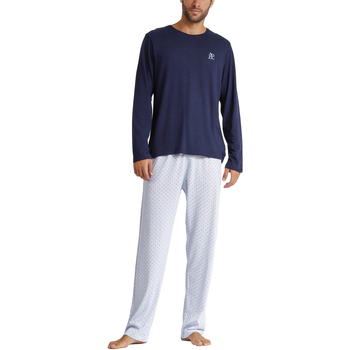 Vêtements Homme Pyjamas / Chemises de nuit Admas Pyjama pantalon top manches longues Stripes And Dots Bleu