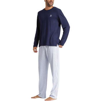 Admas Pyjama pantalon top manches longues Stripes And Dots Bleu