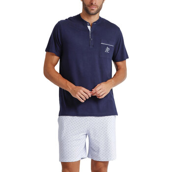 Vêtements Homme Pyjamas / Chemises de nuit Admas Pyjama short t-shirt Stripes And Dots Bleu