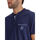 Vêtements Homme SikSilk Muscle-fit fitness T-shirt met contrasterende hals in marineblauw Pyjama short t-shirt Stripes And Dots Bleu