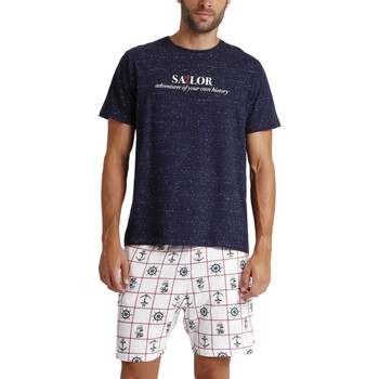Vêtements Homme Pyjamas / Chemises de nuit Admas Pyjama short t-shirt Sailor Bleu Marine