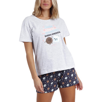 Vêtements Femme Pyjamas / Chemises de nuit Admas Pyjama short t-shirt Contigo Mr Wonderful Gris